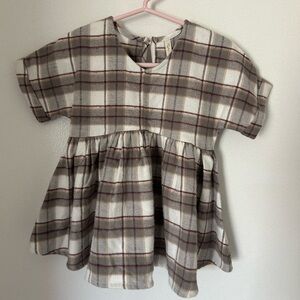 Rylee + Cru Checkered Dress in Cream and Brown